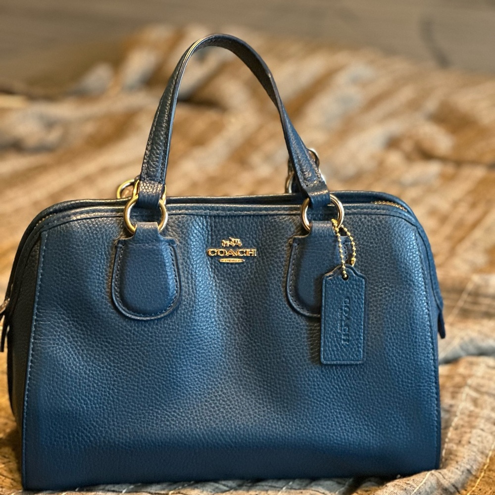 Blue Coach Purse with detachable strap